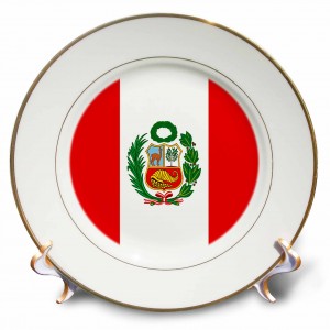 3dRose Peru Flag, Porcelain Plate, 8-inch   555482902